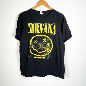Nirvana Black Band T-shirt With Smiley Face